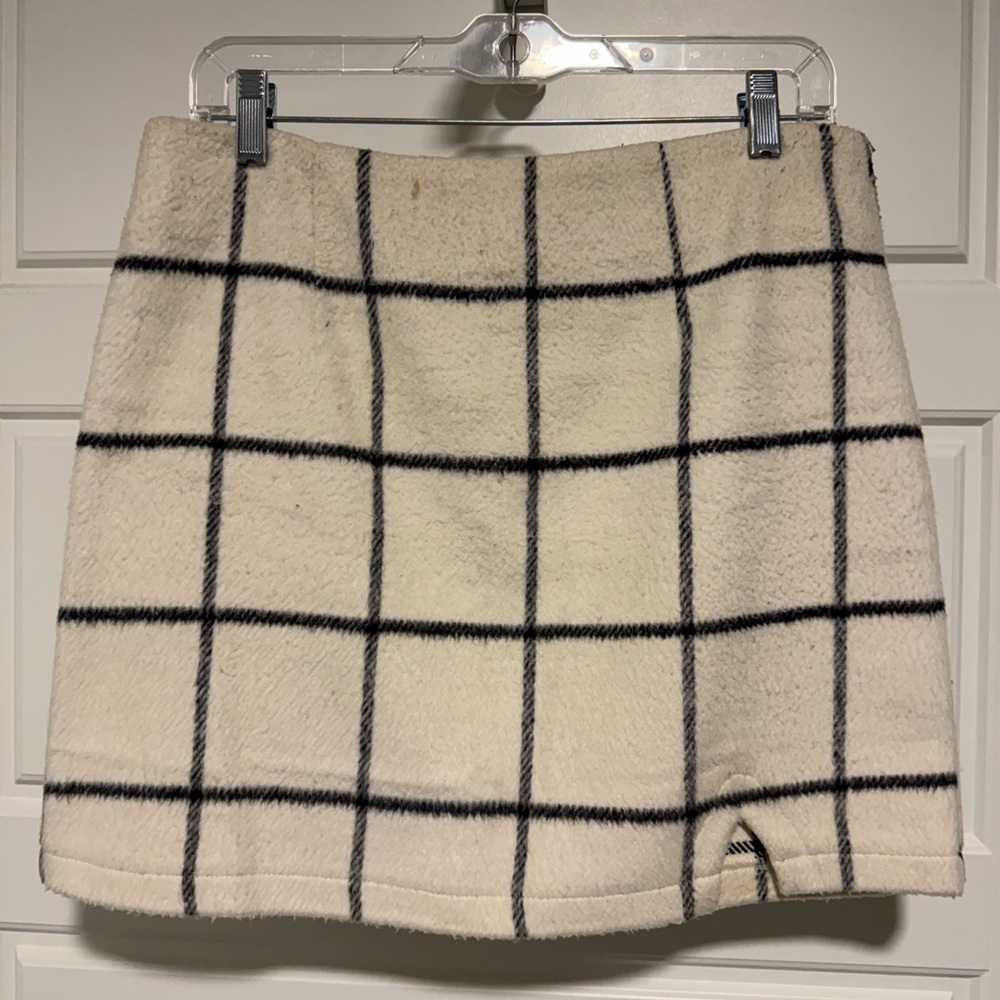 Lulu's Cream and Black Plaid Mini Skirt